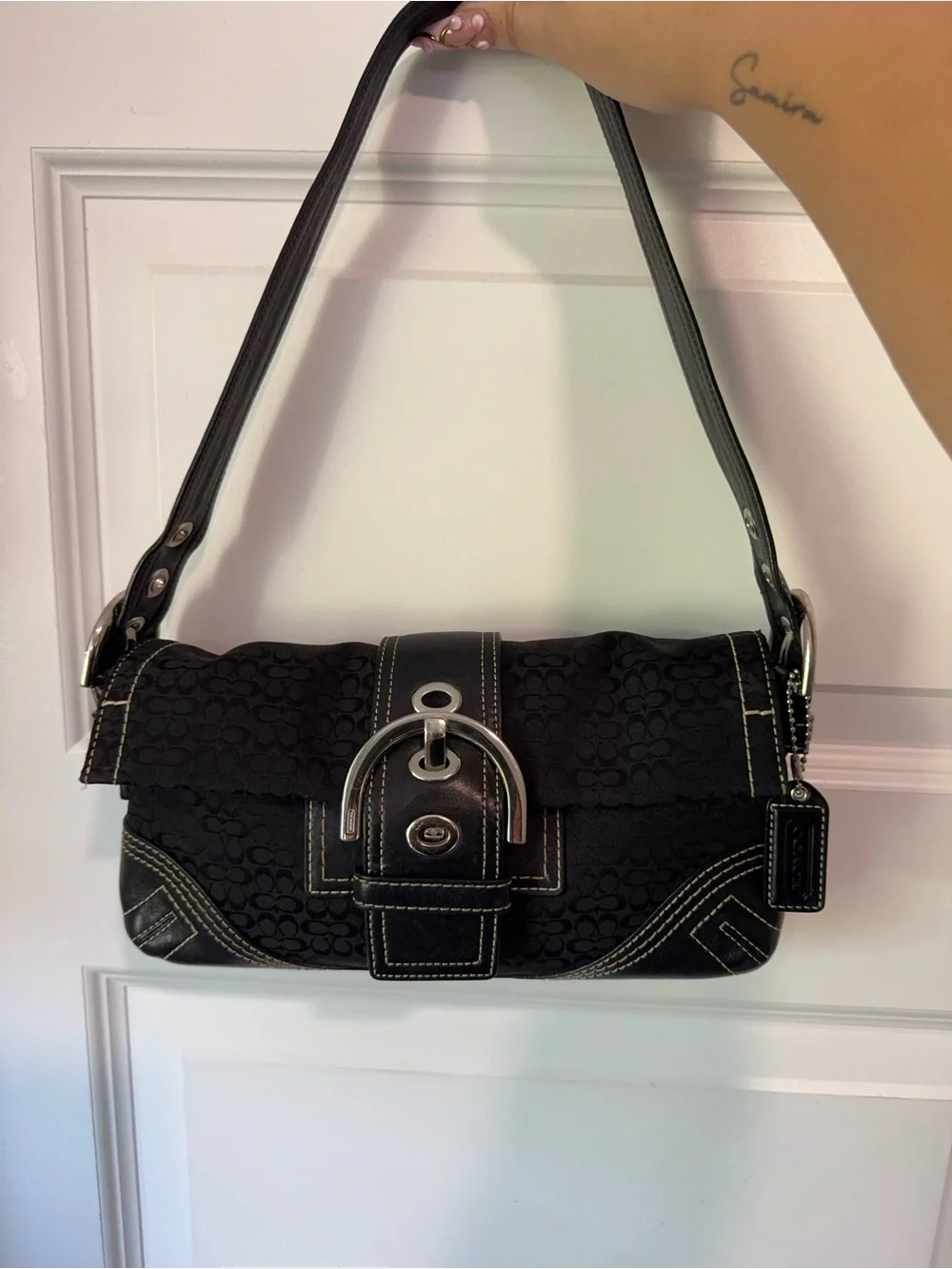 2000s Coach Signature Soho Baguette in Monogram Print